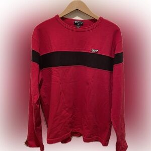 Ralph Lauren Polo Jeans Co. Red Crewneck Sweatshirt with Black Chest Panel